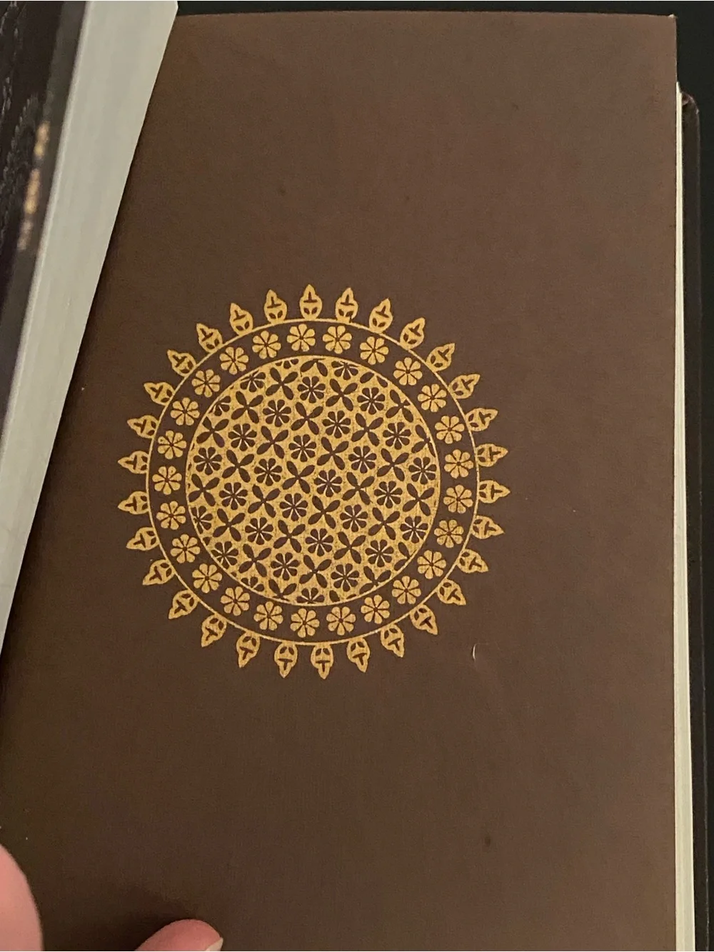 Embossed brown faux leather journal
